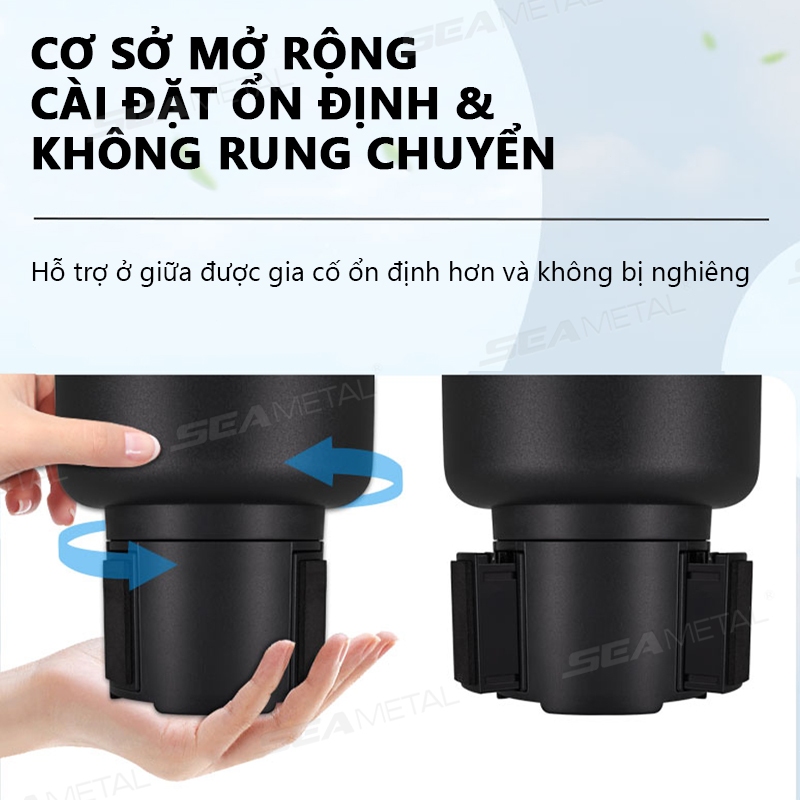 Giá Đỡ Cốc Ô Tô 4 Trong 1 SEAMETAL Kệ Đựng Bình Nước Có Thể Điều Chỉnh Xoay 360 Độ Chống Rung Cho Xe Hơi