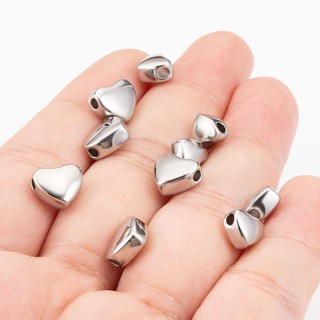 Nhỏ Đánh Bóng Thép Không Gỉ Tình Yêu Xuyên Lỗ Hạt Trang Sức Tự Làm Vòng Cổ Vòng Tay Phụ Kiện Hình Trái Tim Mặt Dây Chuyền