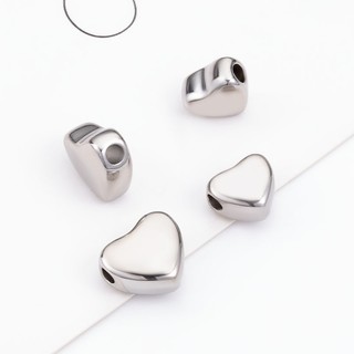 Nhỏ Đánh Bóng Thép Không Gỉ Tình Yêu Xuyên Lỗ Hạt Trang Sức Tự Làm Vòng Cổ Vòng Tay Phụ Kiện Hình Trái Tim Mặt Dây Chuyền