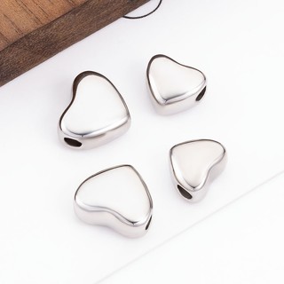 Nhỏ Đánh Bóng Thép Không Gỉ Tình Yêu Xuyên Lỗ Hạt Trang Sức Tự Làm Vòng Cổ Vòng Tay Phụ Kiện Hình Trái Tim Mặt Dây Chuyền