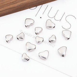 Nhỏ Đánh Bóng Thép Không Gỉ Tình Yêu Xuyên Lỗ Hạt Trang Sức Tự Làm Vòng Cổ Vòng Tay Phụ Kiện Hình Trái Tim Mặt Dây Chuyền