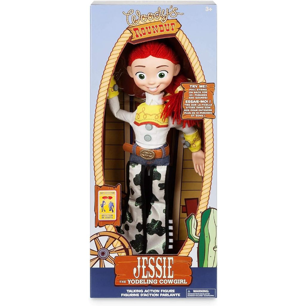 Nhân vật hành động nói chuyện tương tác chính thức của Disney Store Jessie từ Câu chuyện đồ chơi, có âm thanh và cụm từ từ trong phim, tương tác với các nhân vật và đồ chơi khác