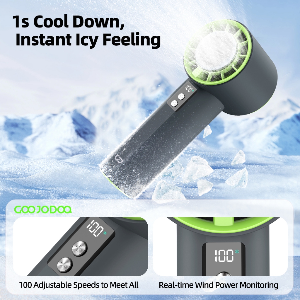 Ảnh Quạt cầm tay GOOJODOQ 10x Tăng cường sức gió 100 cấp Độ điều chỉnh tốc độ Máy nén lạnh 4