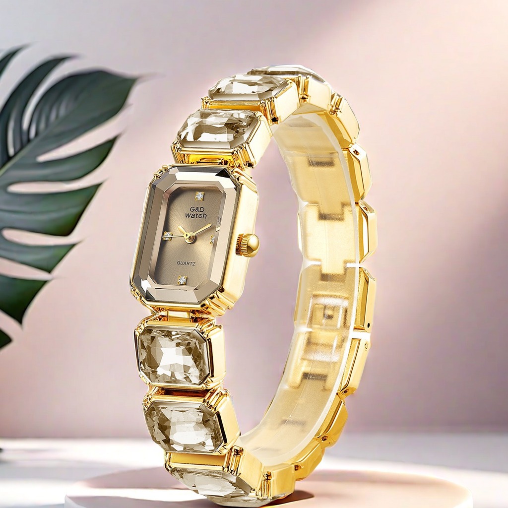 Đồng hồ nữ thời trang mới đồng hồ nữ thạch anh mạ điện chân không đính kim cương