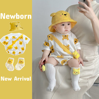Bộ áo liền quần mùa hè cho bé sơ sinh Gấu Poonie Bé trai và bé gái Tay ngắn Onesie 0-24 tháng tuổi