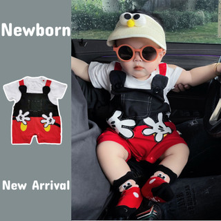 Áo liền quần bé trai Disney Mickey hoạt hình cotton cho bé 0-24 tháng
