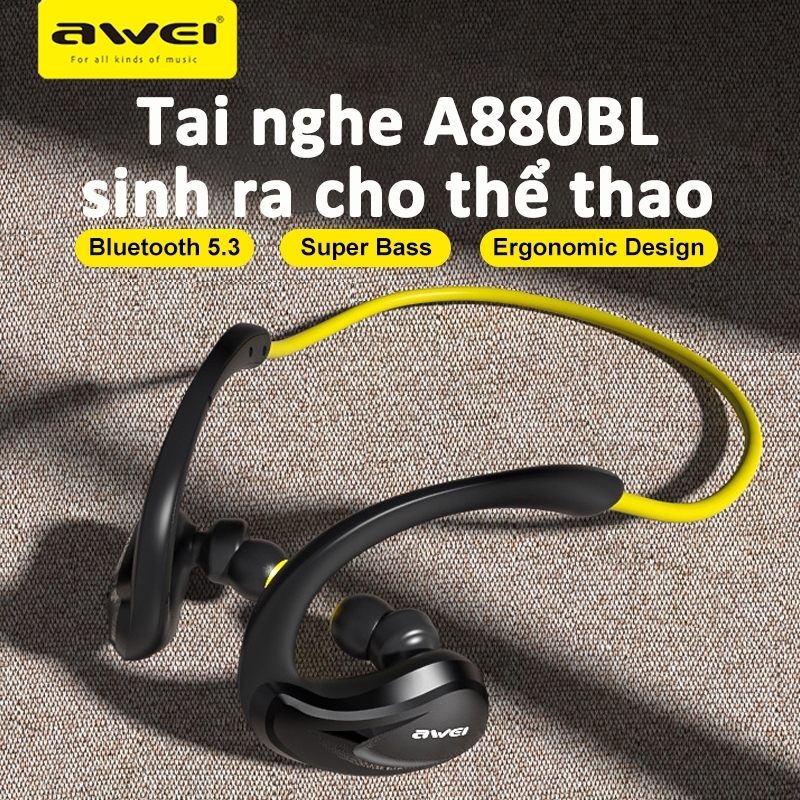 Ảnh Tai nghe Bluetooth đeo cổ Awei A880BL thể thao chạy bộ, tai bịt, ipx4 Chống Nước super bass 1