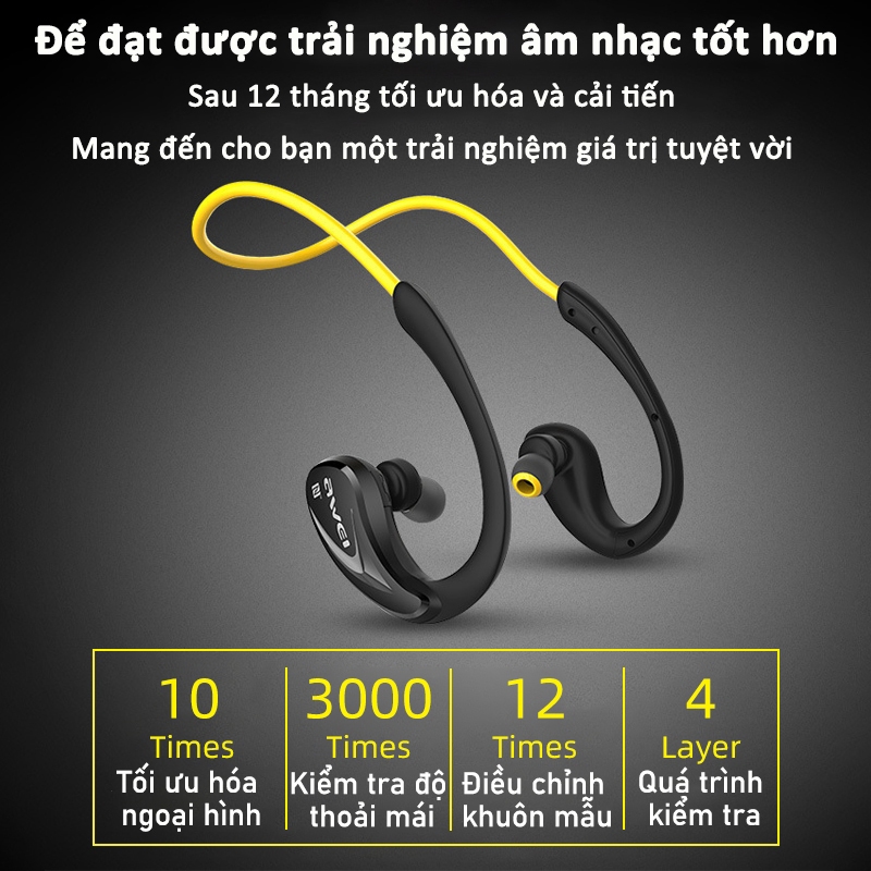 Ảnh Tai nghe Bluetooth đeo cổ Awei A880BL thể thao chạy bộ, tai bịt, ipx4 Chống Nước super bass 3
