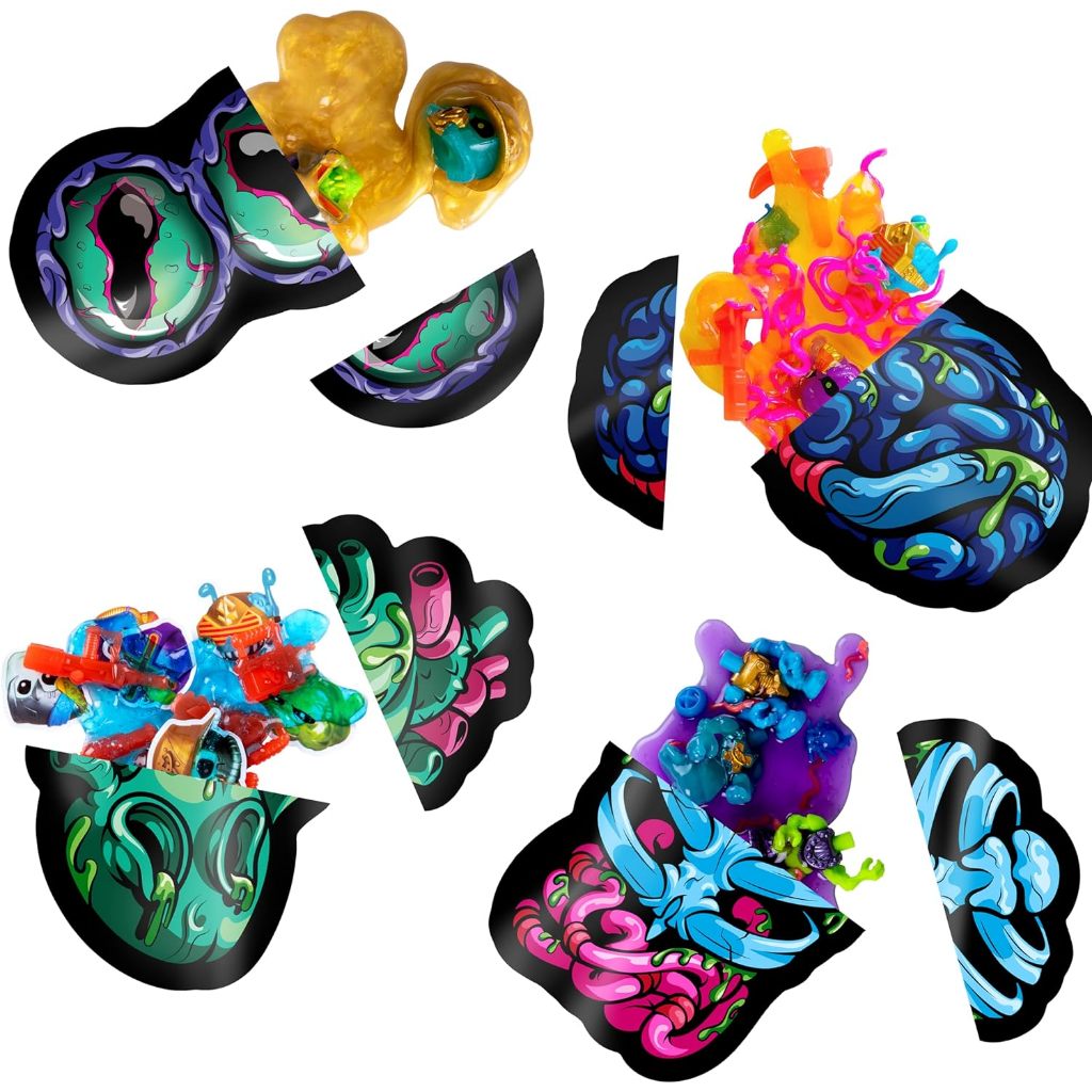 Treasure X Mega Alien Disection với 35 Plus Những điều bất ngờ bên trong Giải cứu người ngoài hành tinh cao 12 "The 4 thợ săn kho báu ngoài hành tinh Khám phá vũ khí, nhãn dán, Plus 4 kẻ phản bội ngoài hành tinh