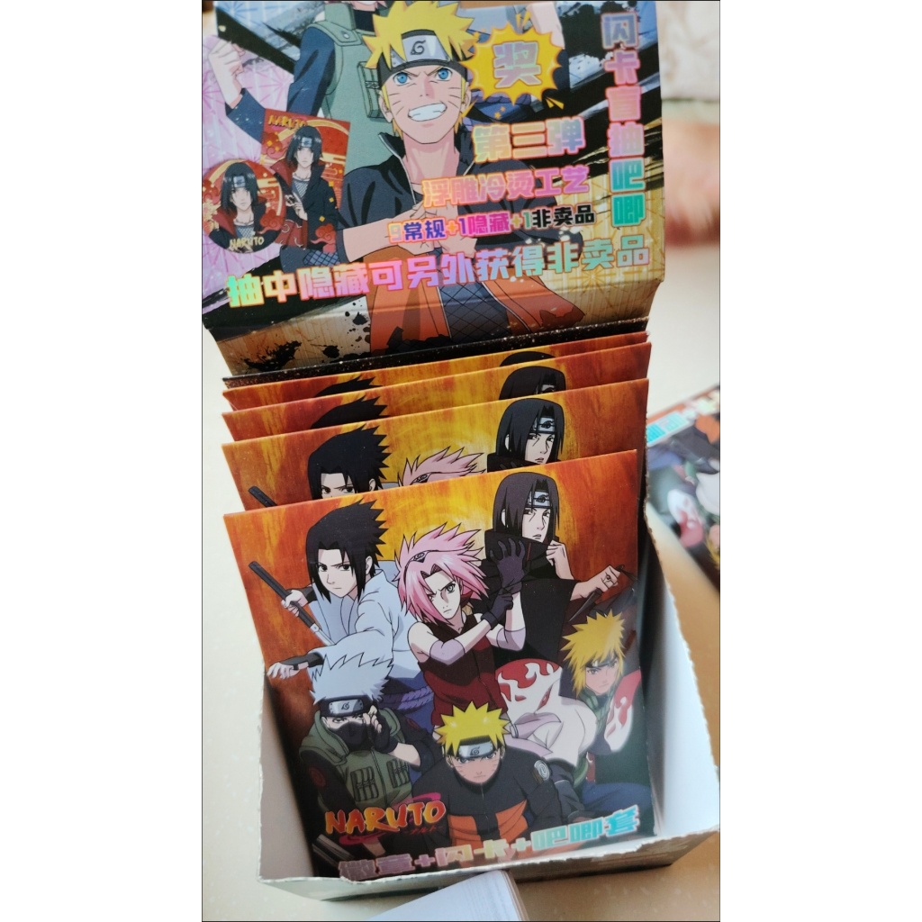 Bộ huy hiệu & thẻ Flash Naruto Blind Box | Thẻ Pin + Flash 75mm | Phiên BẢN THỨ 3 | Ghim hàng hóa Anime sưu tập, Thẻ trong suốt
