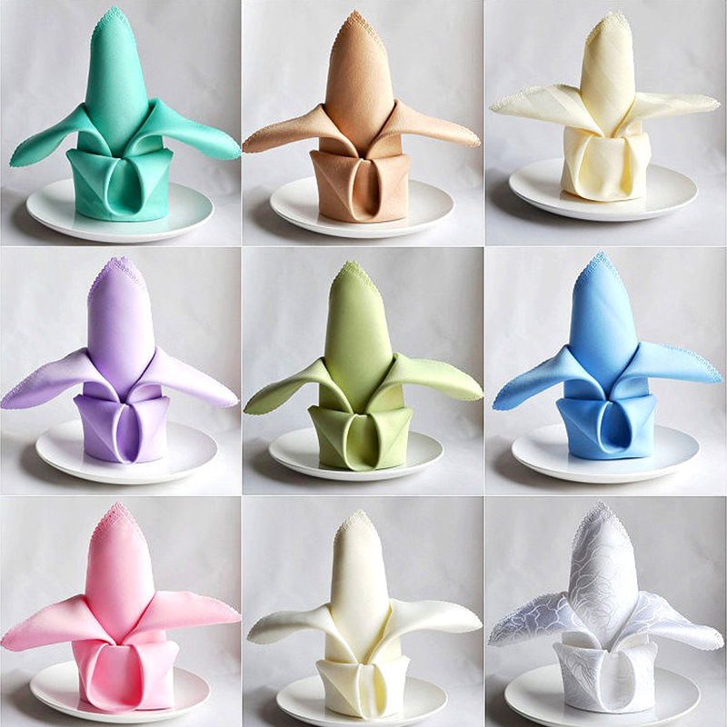 Rrlnmd > 48 * 48cm Nhà Hàng Tiệc Cưới Tiệc Ăn Tối Vải Polyester Khăn Ăn Restaura MỚI