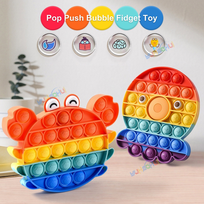 Rainbow Pop Đẩy Bong Bóng Fidget Chống Căng Thẳng Đồ Chơi Dành Cho Người Lớn Trẻ Em Nhu Cầu Đặc Biệt Đồ Chơi Cảm Giác Đồ Chơi Tương Tác Cho Trẻ Em
