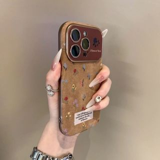 Ốp điện thoại di động hoa trà ba chiều Mẫu nổ dùng da iPhone16ProMax11 chống rơi 14 bao toàn bộ 1312 mềm