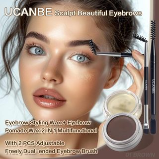 UCANBE Gel Chống Thấm Nước + Sáp Tạo Kiểu Lông Mày 2 Trong 1, Bộ Trang Điểm Lông Mày Lâu Dài Kèm Cọ 2 Đầu Điều Chỉnh