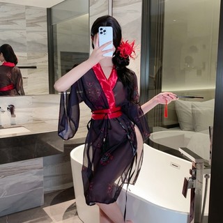Phụ Nữ kimono Nhật Bản Trang Phục Truyền Thống Nhìn Xuyên Qua Gợi Tình Nữ Màu Đen Gợi Cảm kimono Trình Diễn Trang Phục