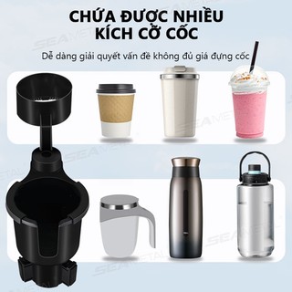 Khay đựng thức ăn ô tô đa chức năng SEAMETAL có giá đỡ cốc Bàn ăn ô tô có thể điều chỉnh 360 độ