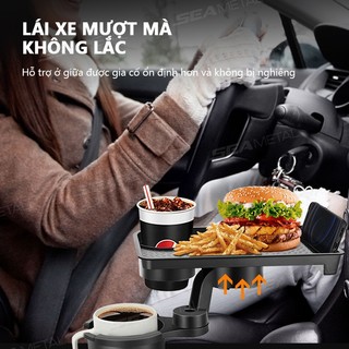 Khay đựng thức ăn ô tô đa chức năng SEAMETAL có giá đỡ cốc Bàn ăn ô tô có thể điều chỉnh 360 độ
