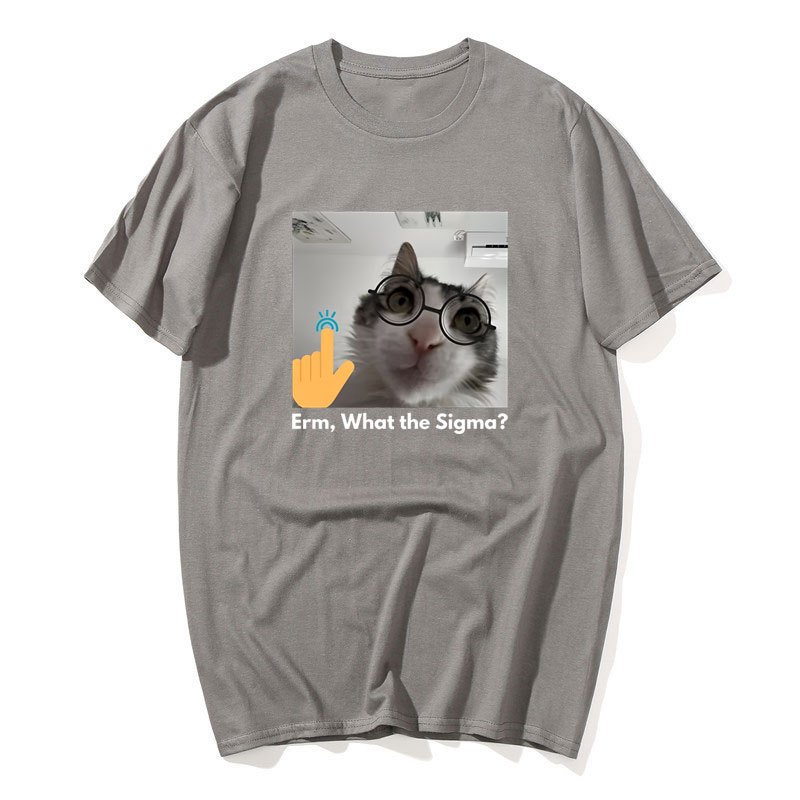 Ngộ nghĩnh Mèo Sigma Meme Áo nam Nữ Silly Mèo Tee Áo Unisex Cotton Tay Ngắn Áo Thun Hài Hước Graphic Tee Quần Áo Nam