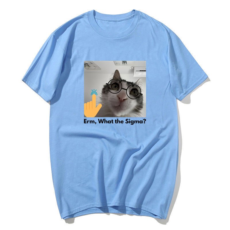Ngộ nghĩnh Mèo Sigma Meme Áo nam Nữ Silly Mèo Tee Áo Unisex Cotton Tay Ngắn Áo Thun Hài Hước Graphic Tee Quần Áo Nam