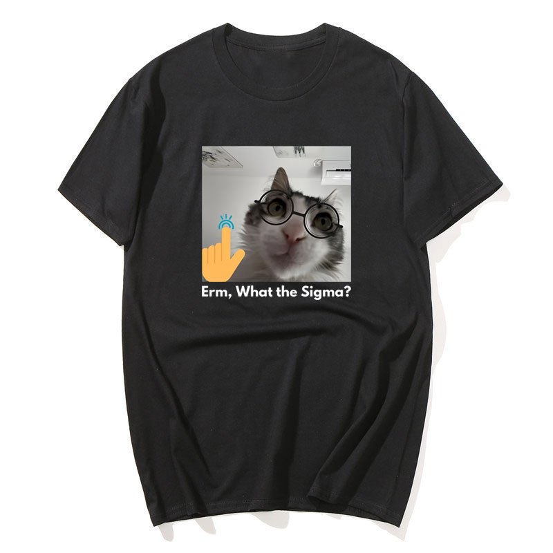 Ngộ nghĩnh Mèo Sigma Meme Áo nam Nữ Silly Mèo Tee Áo Unisex Cotton Tay Ngắn Áo Thun Hài Hước Graphic Tee Quần Áo Nam