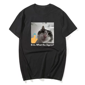 Ngộ nghĩnh Mèo Sigma Meme Áo nam Nữ Silly Mèo Tee Áo Unisex Cotton Tay Ngắn Áo Thun Hài Hước Graphic Tee Quần Áo Nam