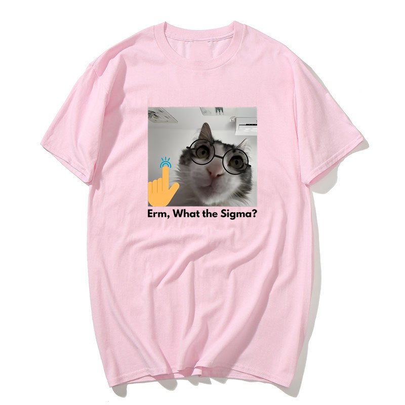 Ngộ nghĩnh Mèo Sigma Meme Áo nam Nữ Silly Mèo Tee Áo Unisex Cotton Tay Ngắn Áo Thun Hài Hước Graphic Tee Quần Áo Nam
