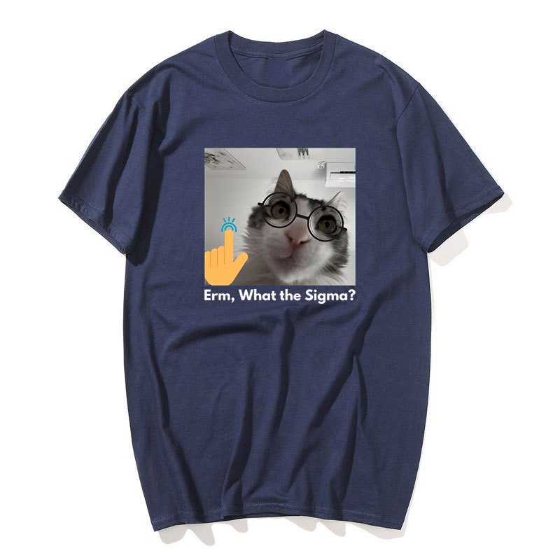 Ngộ nghĩnh Mèo Sigma Meme Áo nam Nữ Silly Mèo Tee Áo Unisex Cotton Tay Ngắn Áo Thun Hài Hước Graphic Tee Quần Áo Nam