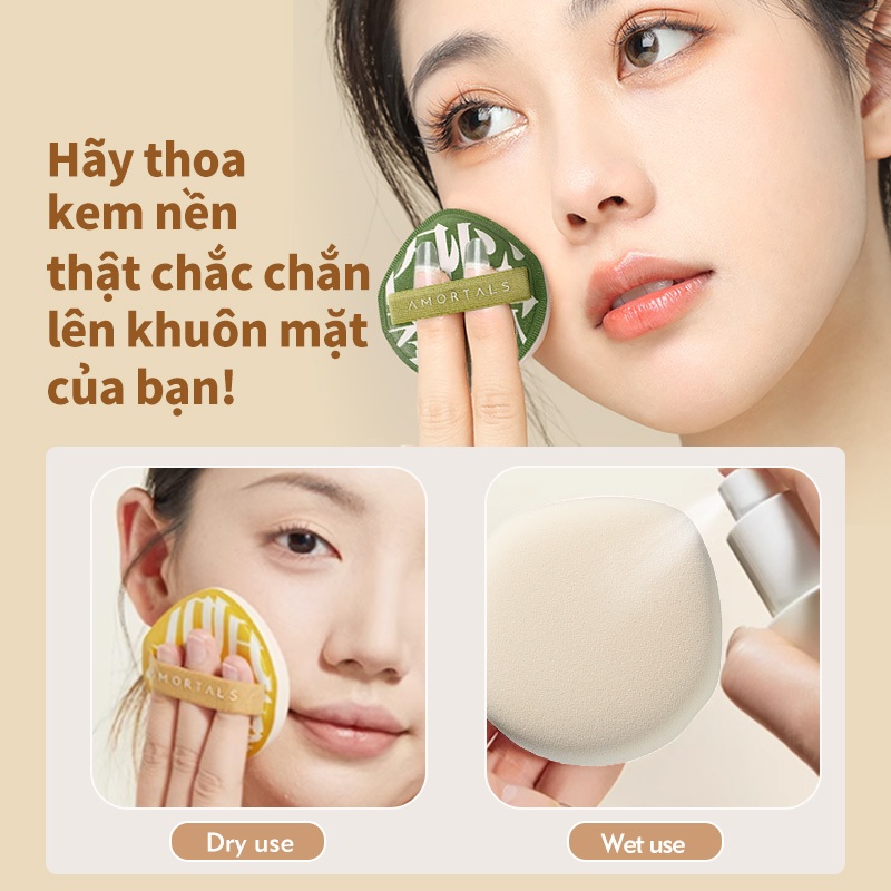 Hộp Mút Cushion + 2 Mút XL AMORTALS – Chính Hãng, Siêu Mềm Lớn Tán Nền Hoàn Hảo