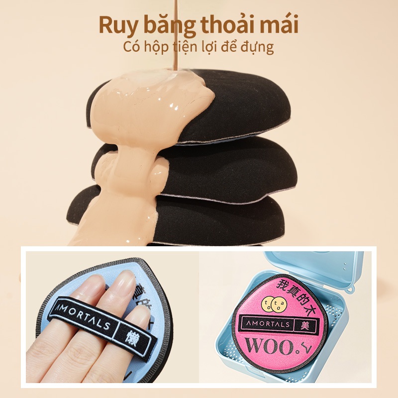 Mút Tán Kem Nền AMORTALS – Bông Phấn Đen Mới Bộ XL Dụng Cụ Trang Điểm Cao Cấp