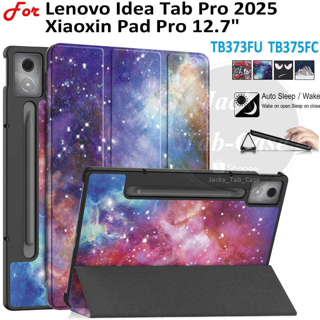 Coque Pour Lenovo Idea Tab Pro 12.7 Pouces 2025 (TB373FU, TB375FC) - Avec Rangement Pour Stylet - Etui Veille/réveil Auto - Noir