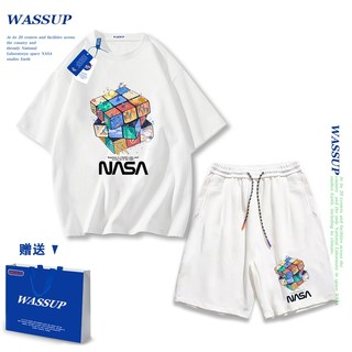 Áo thun ngắn tay Wassup mùa hè nam dáng rộng Quần Short Cotton hợp thời trang, nam nữ thể thao giản dị Phong cách đơn giản 2025 Phong cách mới