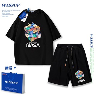 Áo thun ngắn tay Wassup mùa hè nam dáng rộng Quần Short Cotton hợp thời trang, nam nữ thể thao giản dị Phong cách đơn giản 2025 Phong cách mới
