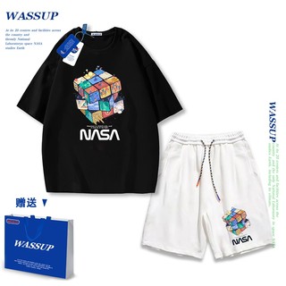 Áo thun ngắn tay Wassup mùa hè nam dáng rộng Quần Short Cotton hợp thời trang, nam nữ thể thao giản dị Phong cách đơn giản 2025 Phong cách mới
