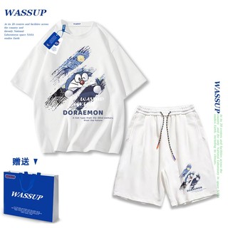 Áo thun ngắn tay Wassup mùa hè nam dáng rộng Quần Short Cotton hợp thời trang, nam nữ thể thao giản dị Phong cách đơn giản 2025 Phong cách mới
