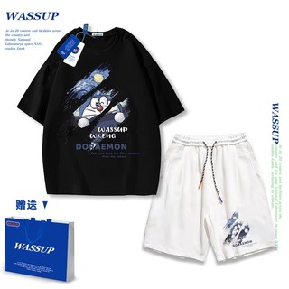 Áo thun ngắn tay Wassup mùa hè nam dáng rộng Quần Short Cotton hợp thời trang, nam nữ thể thao giản dị Phong cách đơn giản 2025 Phong cách mới
