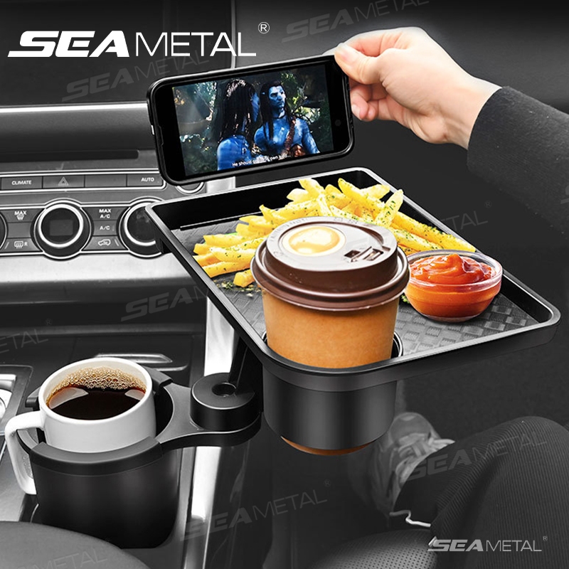 Giá Đỡ Cốc Ô Tô 4 Trong 1 SEAMETAL Kệ Đựng Bình Nước Có Thể Điều Chỉnh Xoay 360 Độ Chống Rung Cho Xe Hơi