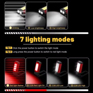 Đèn LED làm việc có đèn pin từ tính, có thể sạc lại với 7 chế độ, dành cho ngoài trời, cắm trại, khẩn cấp