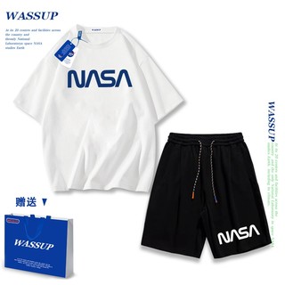 Áo thun ngắn tay Wassup mùa hè nam dáng rộng Quần Short Cotton hợp thời trang, nam nữ thể thao giản dị Phong cách đơn giản 2025 Phong cách mới