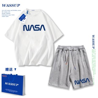 Áo thun ngắn tay Wassup mùa hè nam dáng rộng Quần Short Cotton hợp thời trang, nam nữ thể thao giản dị Phong cách đơn giản 2025 Phong cách mới
