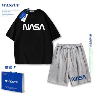 Áo thun ngắn tay Wassup mùa hè nam dáng rộng Quần Short Cotton hợp thời trang, nam nữ thể thao giản dị Phong cách đơn giản 2025 Phong cách mới