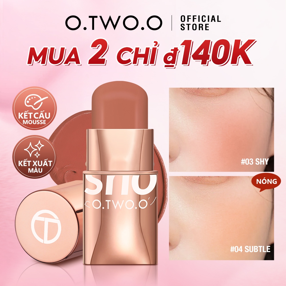Phấn Má Hồng Dạng Thỏi O.TWO.O Cấp Ẩm 2-in-1 | 6 Màu Hot Trend
