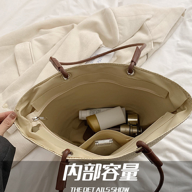 Túi Rơm Nữ Dung Tích Lớn Phong Cách Mới Kỳ Nghỉ Đi Biển Túi Rơm Dệt Giỏ Rau Túi Tote Xô