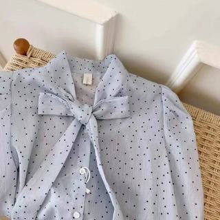 Áo sơ mi dài tay voan chấm bi phong cách Hàn Quốc dành cho nữ