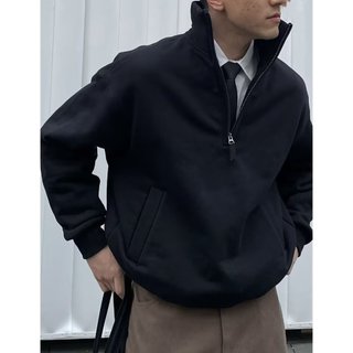 Mùa Thu Đông Mỹ cleanfit Nửa Dây Kéo Đảo Áo Chui Đầu Ba Chiều Rời Top