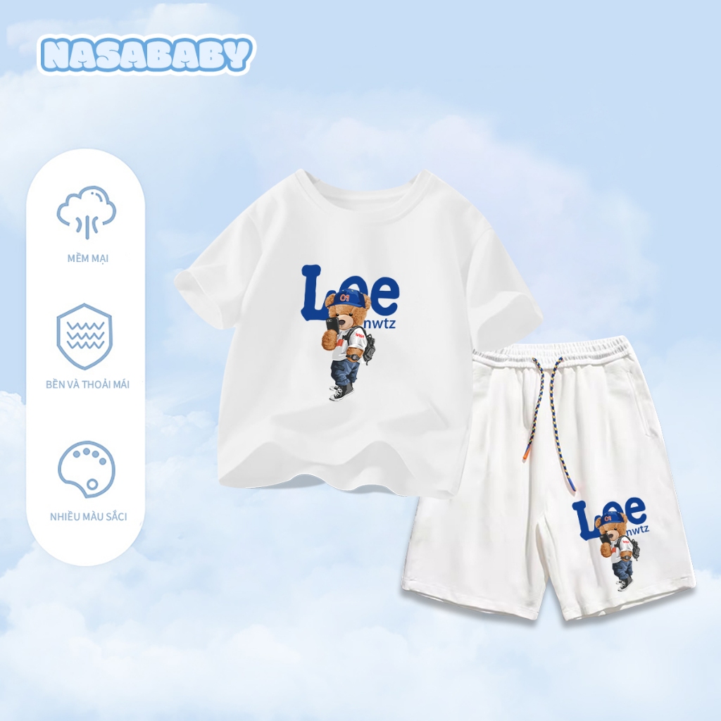 Nasa Cotton Nguyên Chất Ngắn Tay Trẻ Em Tay Ngắn Mềm Mại Thoải Mái Thời Trang Gấu Dễ Thương 2025 Phong Cách Mới