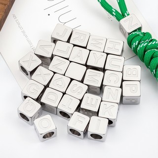 Đánh Bóng Lớn 12 Mm Thép Không Gỉ Ăn Mòn Chữ Vuông Xuyên Lỗ Hạt Tự Làm Trang Sức Hạt Tình Yêu