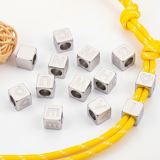 Đánh Bóng Lớn 12 Mm Thép Không Gỉ Ăn Mòn Chữ Vuông Xuyên Lỗ Hạt Tự Làm Trang Sức Hạt Tình Yêu