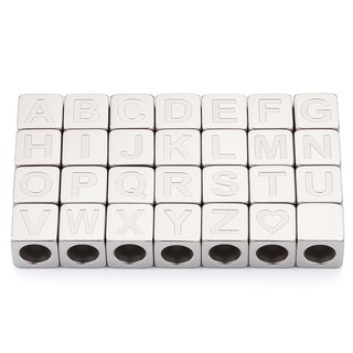 Đánh Bóng Lớn 12 Mm Thép Không Gỉ Ăn Mòn Chữ Vuông Xuyên Lỗ Hạt Tự Làm Trang Sức Hạt Tình Yêu