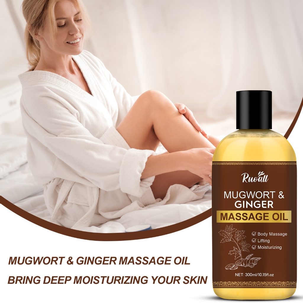 Ảnh Dầu Massage gừng ngải cứu tự nhiên RUOALL 300ml, Giảm đau cơ bắp, Thúc đẩy tuần hoàn máu 3