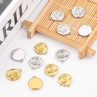 Thép không gỉ dập nổi mặt dây chuyền hoa hồng Trang sức tự làm Phụ kiện hoa vàng 18k